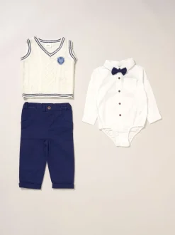 Little Gent True Knit débardeur, Body, Pantalons et Nœud papillon Blanc Ensemble Hot