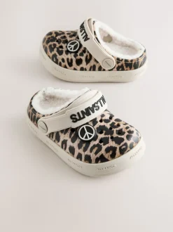 smALLSAINTS Léopard - chaussons de sabots imprimés doublés de peau de mouton Clearance