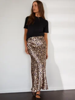 Threadbare Léopard - Maxi Satin Slip Jupes Sale