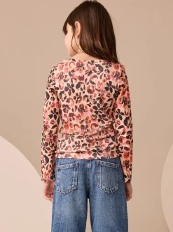 Next - Top côtelé à manches longues (3-16ans) Léopard