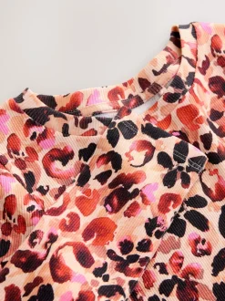 Next - Top côtelé à manches longues (3-16ans) Léopard