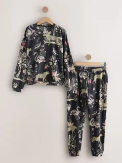 Next Léopard gris anthracite - Pyjama à manches longues Outlet