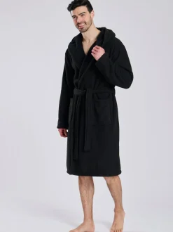 Loungeable Robe de chambre à capuche avec doublure en polaire bondée Gaufré Hot