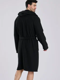 Loungeable Robe de chambre à capuche avec doublure en polaire bondée Gaufré Hot