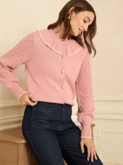 Love & Roses Haut douillet à col pointelle