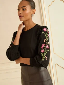 Love & Roses Haut en jersey brodé Discount