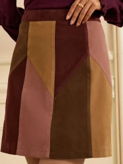 Love & Roses Jupe courte patchwork en faux daim Best