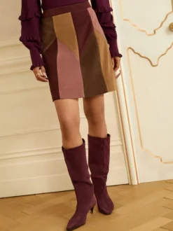 Love & Roses Jupe courte patchwork en faux daim Sale