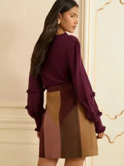 Love & Roses Jupe courte patchwork en faux daim Sale