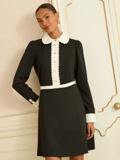 Love & Roses Robe courte à manches longues et col contrastant Sale