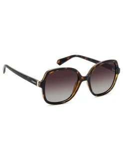 Polaroid Lunettes de soleil marron carrées ornées de bijoux Clearance