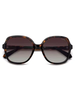 Polaroid Lunettes de soleil marron carrées ornées de bijoux Clearance