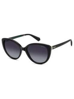 Polaroid Lunettes de soleil noires œil de chat avec ornements bijoux Clearance