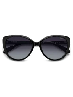 Polaroid Lunettes de soleil noires œil de chat avec ornements bijoux Clearance