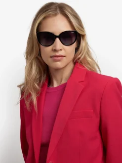 Polaroid Lunettes de soleil noires œil de chat avec ornements bijoux Clearance