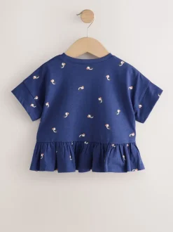 Next - T-shirt péplum à manches courtes (3mois-7ans) Macareux moine bleu marine Hot