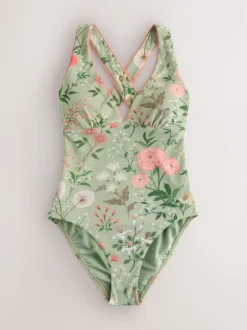 Laura Ashley Maillot de bain texturé plongeant pour le contrôle du ventre Online