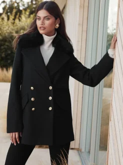 Lipsy Manteau Dolly avec col en fausse fourrure Discount