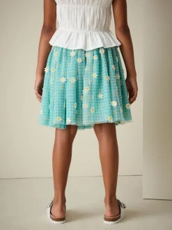 Next Marguerite verte à carreaux vichy - Jupe en maille à enfiler (3-16ans) Discount