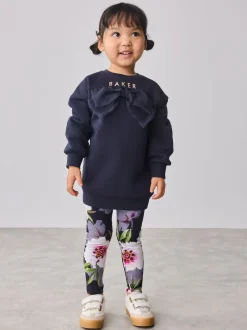 Baker by Ted Baker marine - ensemble 2 pièces sweat à nœud long et leggings fleuris