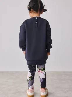 Baker by Ted Baker marine - ensemble 2 pièces sweat à nœud long et leggings fleuris