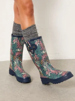 Fat Face marine - Bottes de pluie imprimées en caoutchouc FatFace Sale