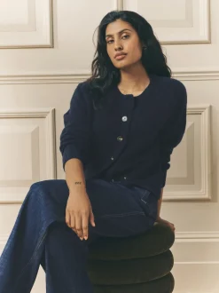 Laura Ashley marine - Cardigan en maille torsadée Sale