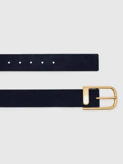 Reiss marine - Ceinture en cuir avec boucle à demi-passant Iyla Online