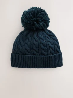 Next - Chapeau en maille bébé avec pompon (0mois-2ans) marine Sale