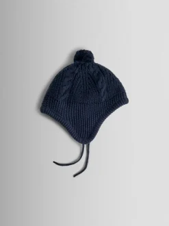 Jojo Maman Bébé - Chapeau côtelé à pom-pom-pom marine Hot