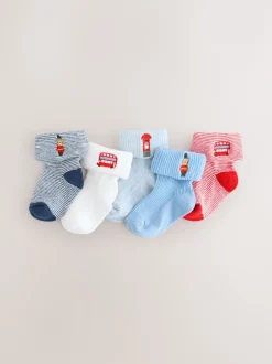 Next marine - Chaussettes à roulettes brodées 5 Lot (0mths-2yrs) Best