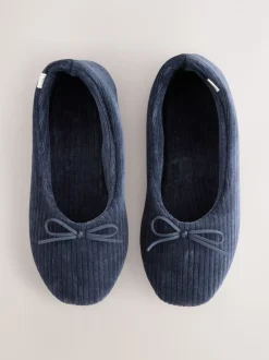 Next marine - Chaussons ballerines en velours Discount