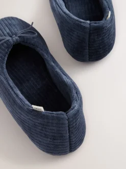 Next marine - Chaussons ballerines en velours Discount