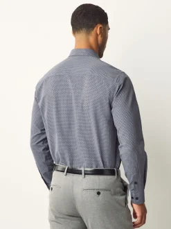 Next - Chemise élégante en coton riche texturée marine Clearance