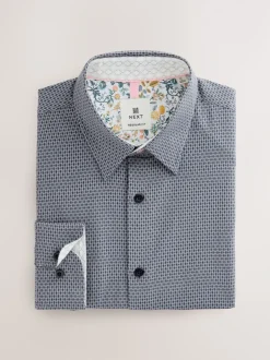 Next - Chemise élégante en coton riche texturée marine Clearance