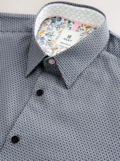 Next - Chemise élégante en coton riche texturée marine Clearance