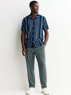 Next marine - Chemise rayée en jersey Manches courtes Sale