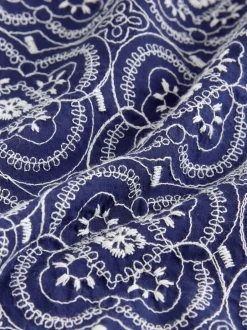 Next marine - Chemise Tile texturée brodée à manches courtes New