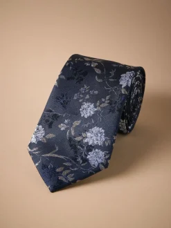 Next marine - Cravate en soie italienne à imprimé fleuri Outlet