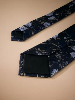 Next marine - Cravate en soie italienne à imprimé fleuri Outlet