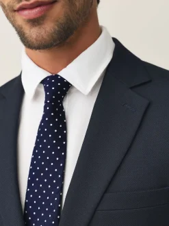 Next marine - Cravate Signature en soie à pois Hot