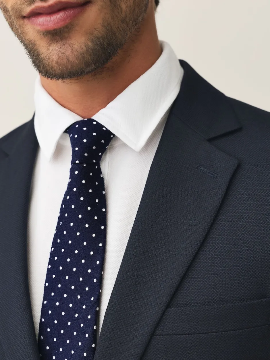 Next marine - Cravate Signature en soie à pois Hot