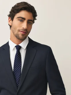 Next marine - Cravate Signature en soie à pois Hot