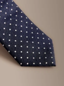 Next marine - Cravate Signature en soie à pois Hot