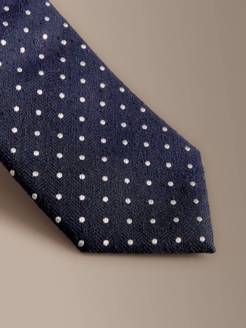 Next marine - Cravate Signature en soie à pois Hot