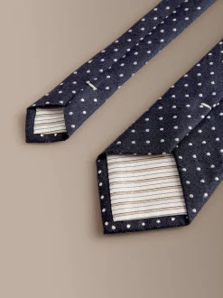 Next marine - Cravate Signature en soie à pois Hot