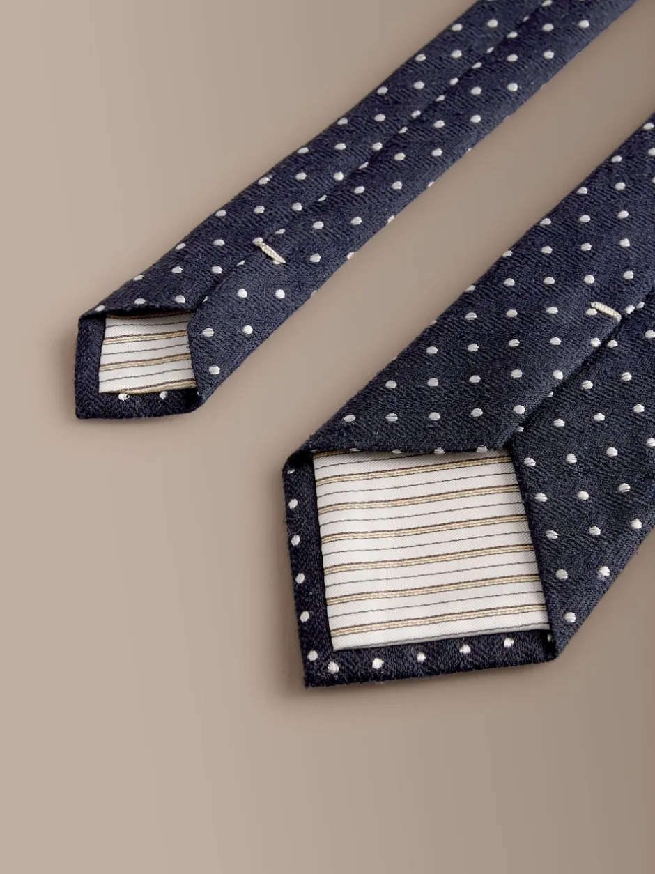 Next marine - Cravate Signature en soie à pois Hot