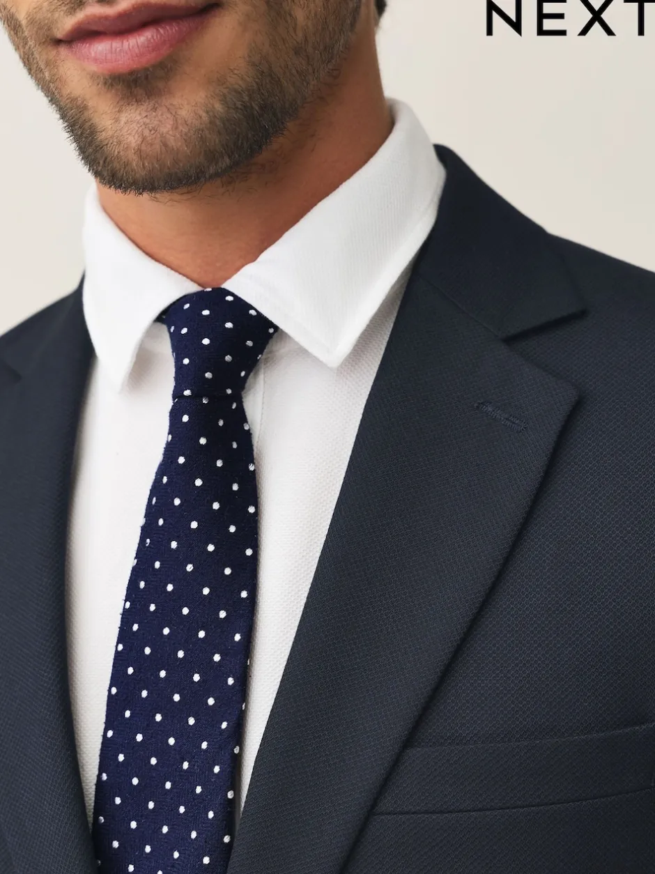 Next marine - Cravate Signature en soie à pois Hot