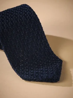 Next marine - Cravate Signature en soie texturée