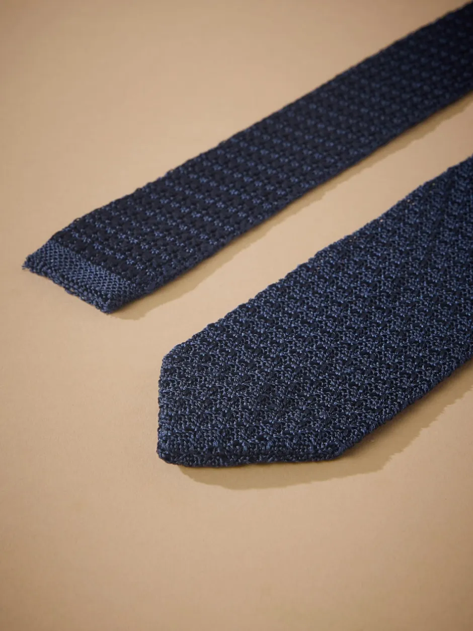 Next marine - Cravate Signature en soie texturée